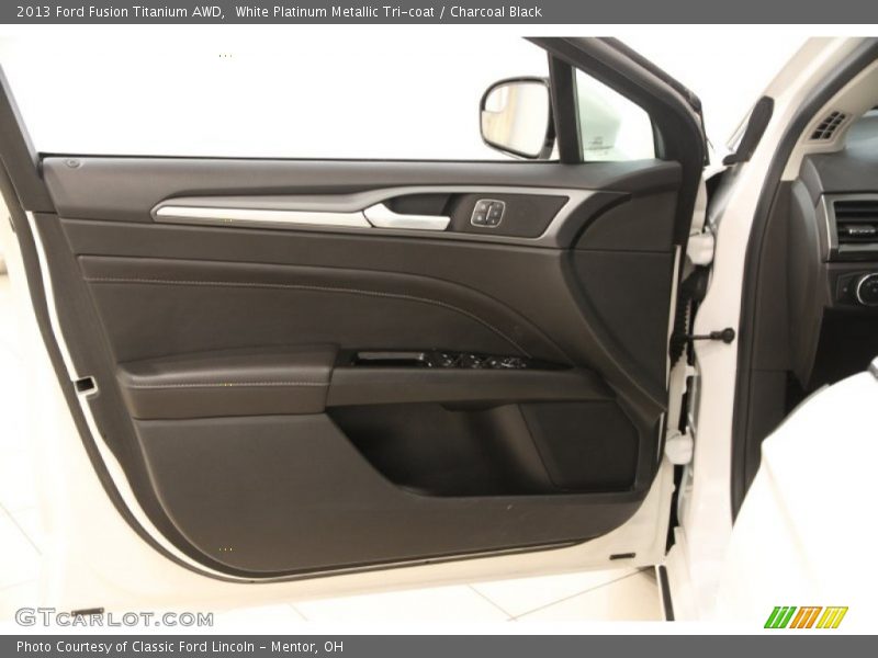 White Platinum Metallic Tri-coat / Charcoal Black 2013 Ford Fusion Titanium AWD