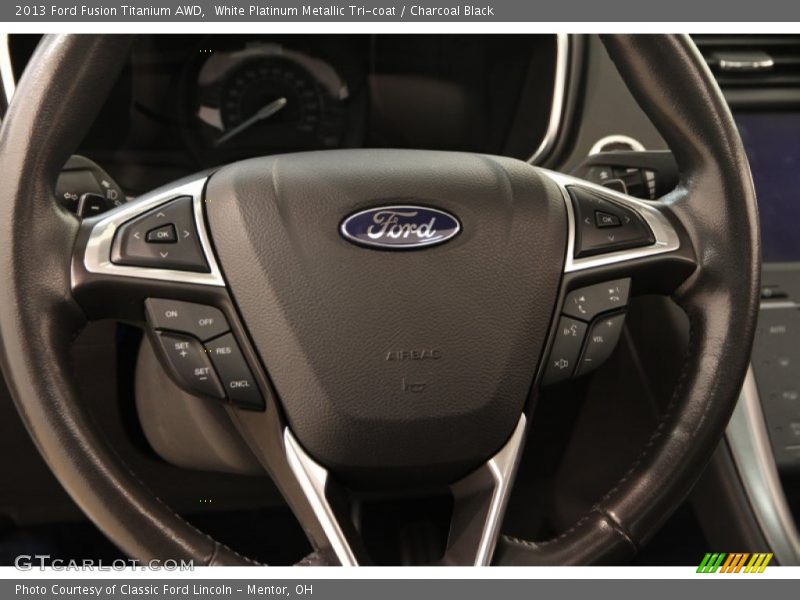 White Platinum Metallic Tri-coat / Charcoal Black 2013 Ford Fusion Titanium AWD