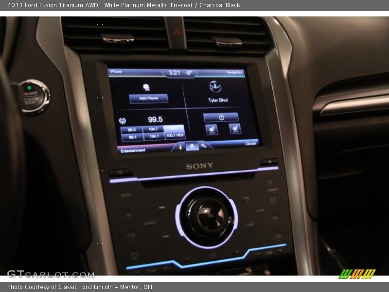 White Platinum Metallic Tri-coat / Charcoal Black 2013 Ford Fusion Titanium AWD