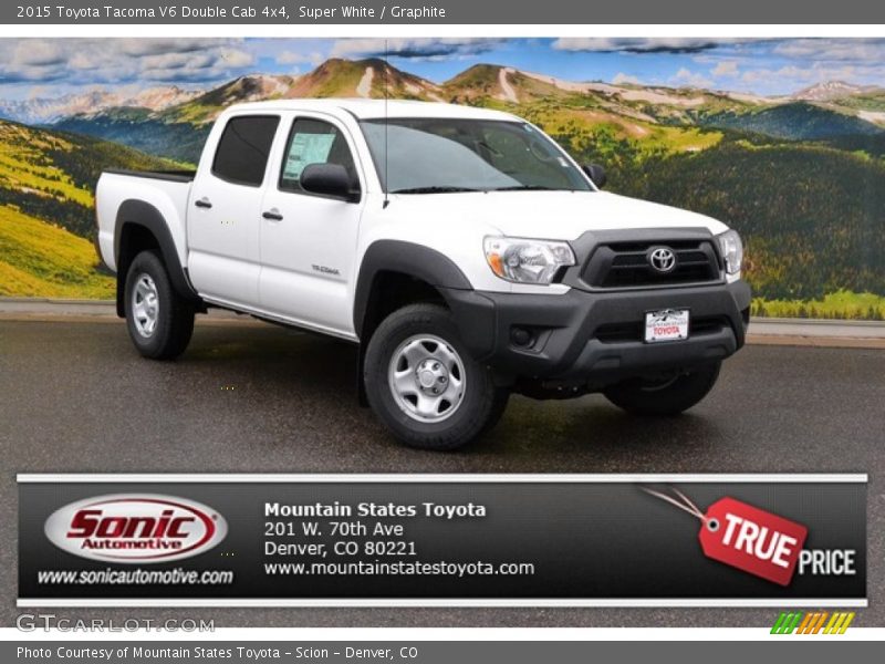 Super White / Graphite 2015 Toyota Tacoma V6 Double Cab 4x4