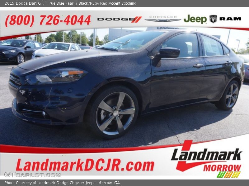 True Blue Pearl / Black/Ruby Red Accent Stitching 2015 Dodge Dart GT