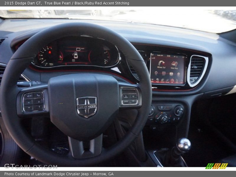 True Blue Pearl / Black/Ruby Red Accent Stitching 2015 Dodge Dart GT