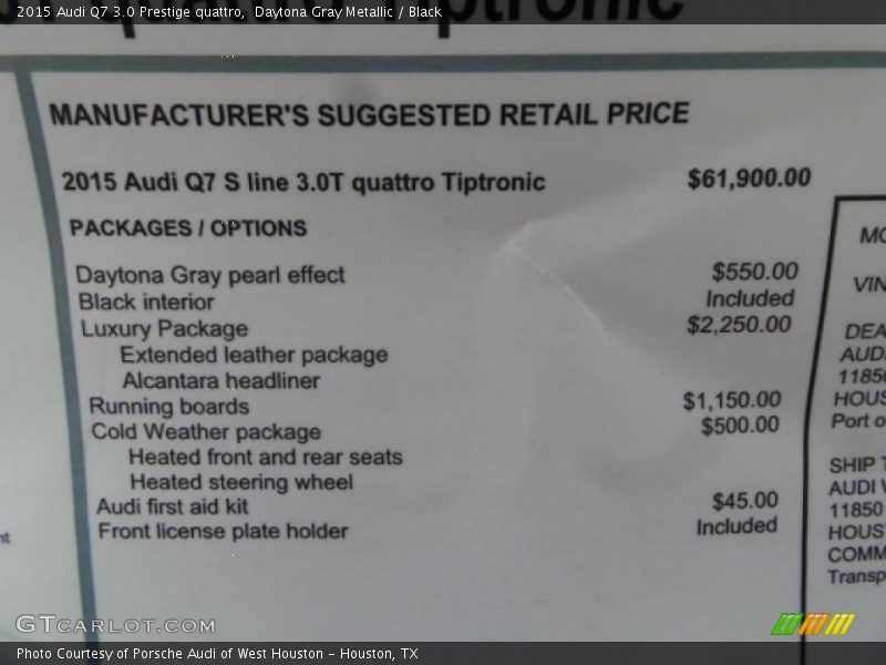 Daytona Gray Metallic / Black 2015 Audi Q7 3.0 Prestige quattro