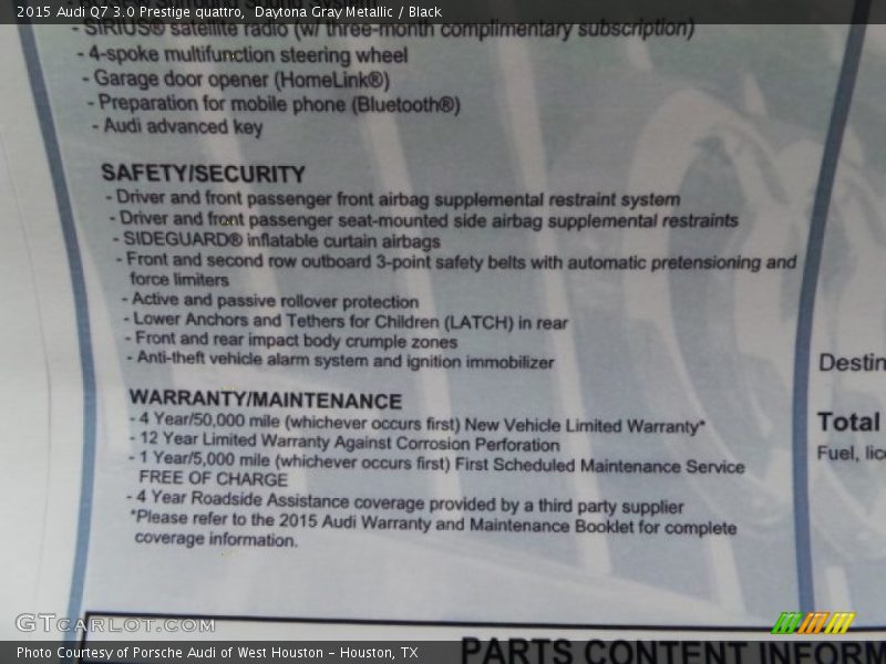 Daytona Gray Metallic / Black 2015 Audi Q7 3.0 Prestige quattro