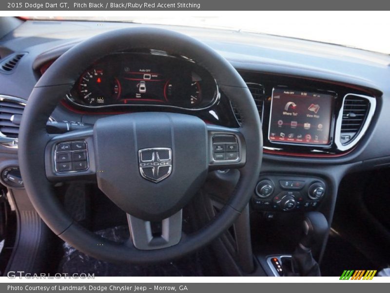 Pitch Black / Black/Ruby Red Accent Stitching 2015 Dodge Dart GT