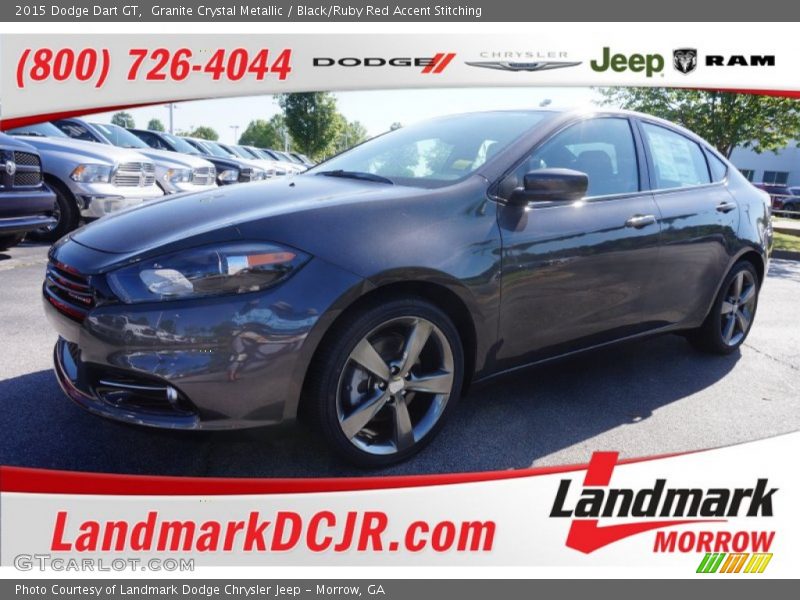 Granite Crystal Metallic / Black/Ruby Red Accent Stitching 2015 Dodge Dart GT