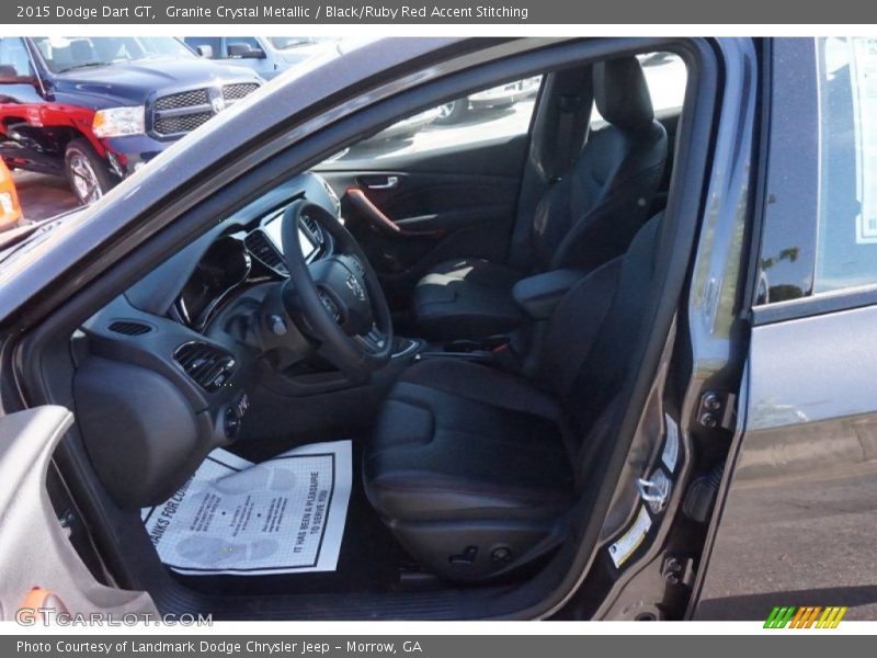 Granite Crystal Metallic / Black/Ruby Red Accent Stitching 2015 Dodge Dart GT