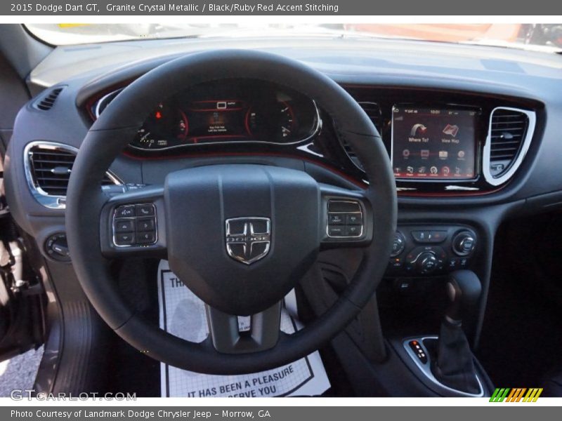 Granite Crystal Metallic / Black/Ruby Red Accent Stitching 2015 Dodge Dart GT