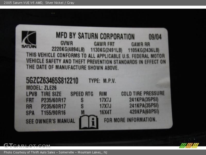 Silver Nickel / Gray 2005 Saturn VUE V6 AWD