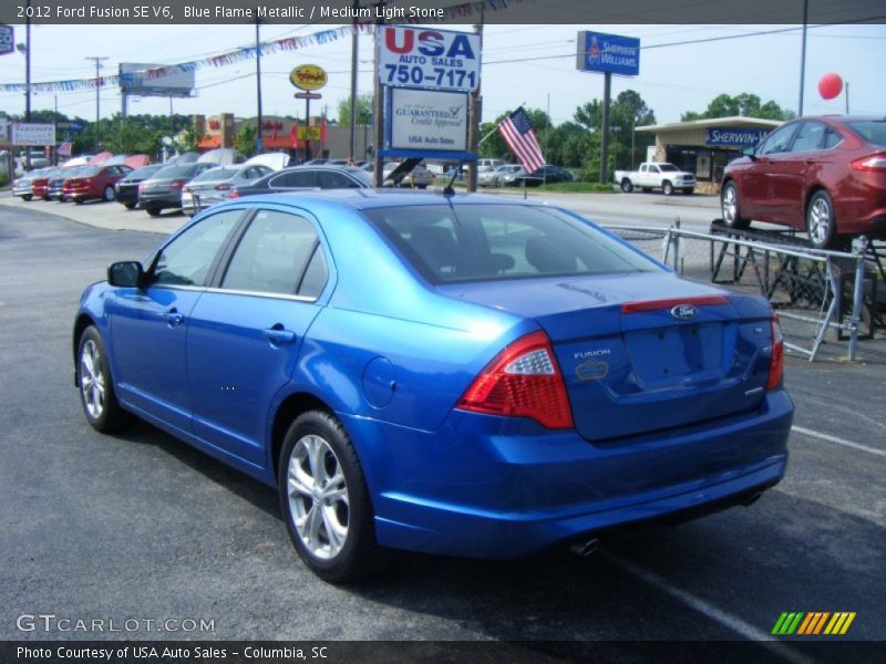 Blue Flame Metallic / Medium Light Stone 2012 Ford Fusion SE V6