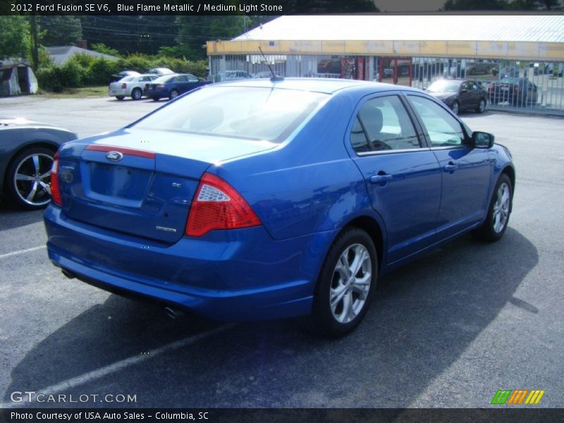 Blue Flame Metallic / Medium Light Stone 2012 Ford Fusion SE V6