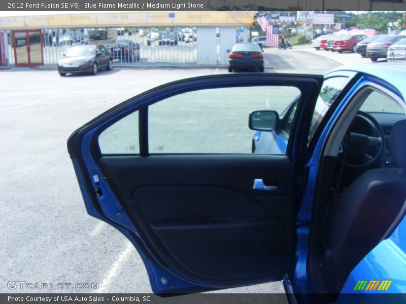 Blue Flame Metallic / Medium Light Stone 2012 Ford Fusion SE V6