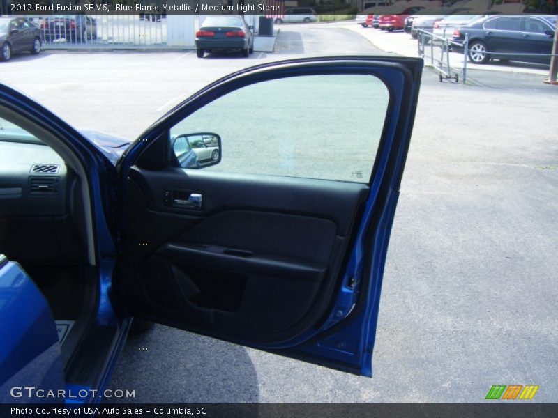 Blue Flame Metallic / Medium Light Stone 2012 Ford Fusion SE V6