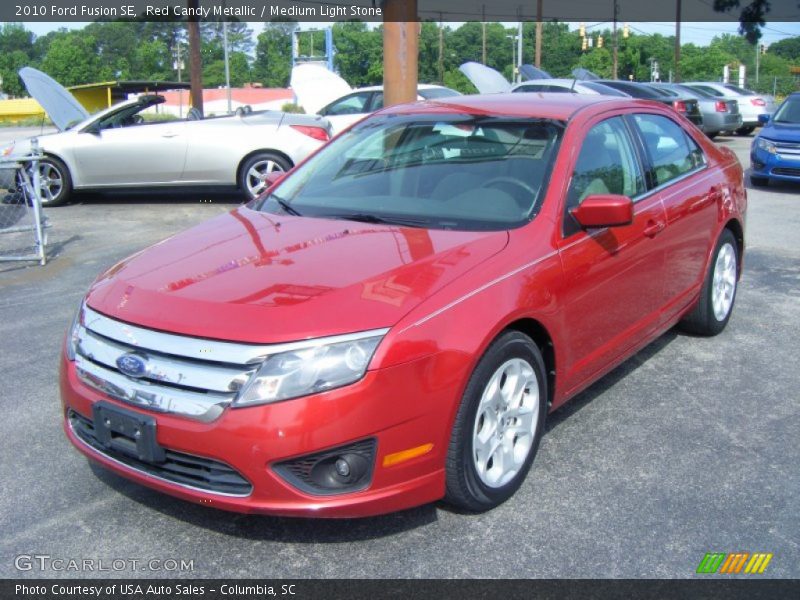 Red Candy Metallic / Medium Light Stone 2010 Ford Fusion SE