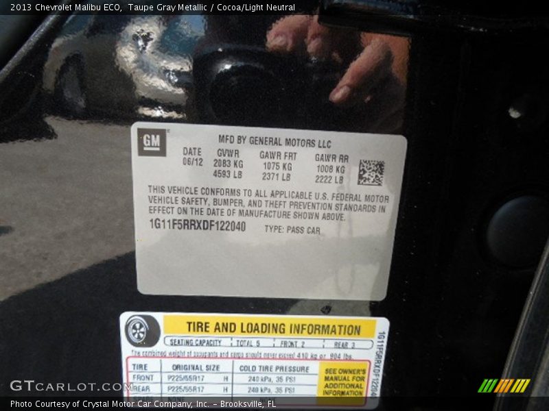 Taupe Gray Metallic / Cocoa/Light Neutral 2013 Chevrolet Malibu ECO