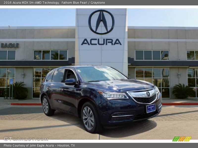 Fathom Blue Pearl / Graystone 2016 Acura MDX SH-AWD Technology