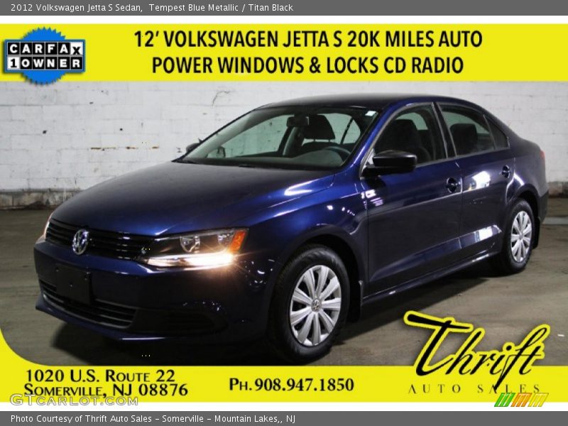 Tempest Blue Metallic / Titan Black 2012 Volkswagen Jetta S Sedan