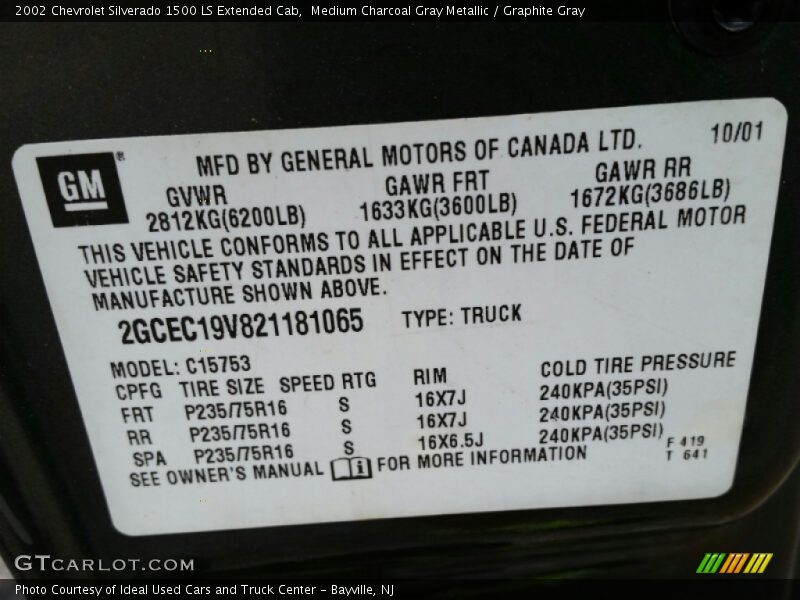 Medium Charcoal Gray Metallic / Graphite Gray 2002 Chevrolet Silverado 1500 LS Extended Cab
