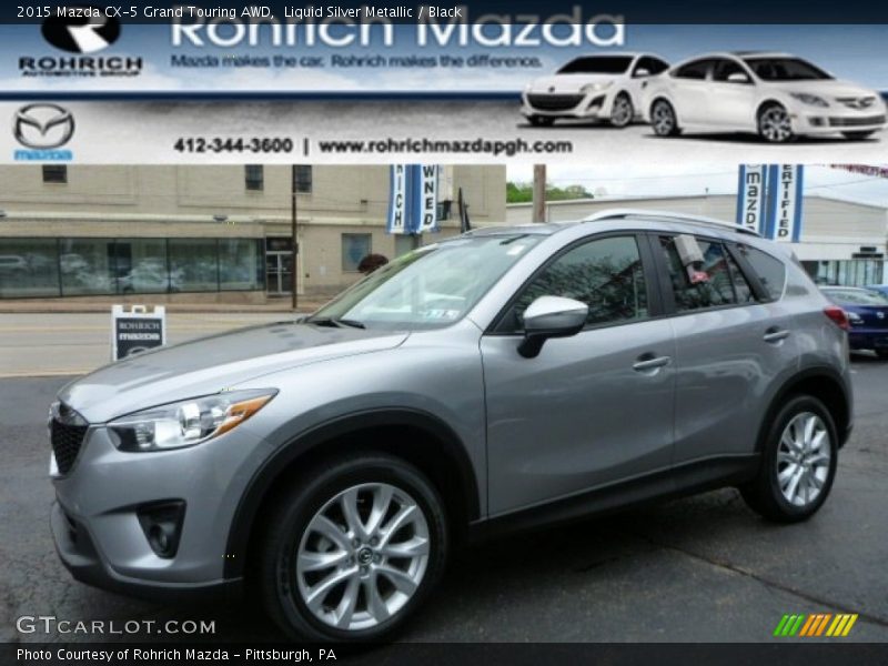 Liquid Silver Metallic / Black 2015 Mazda CX-5 Grand Touring AWD