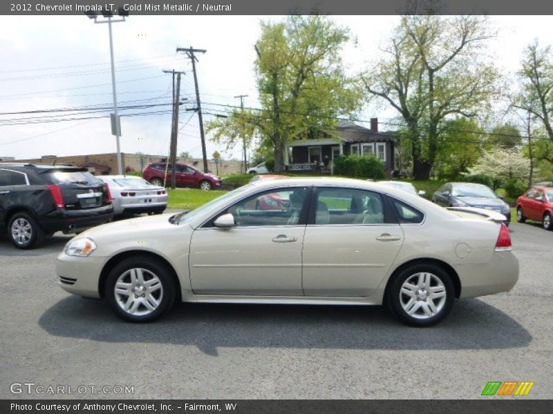 Gold Mist Metallic / Neutral 2012 Chevrolet Impala LT
