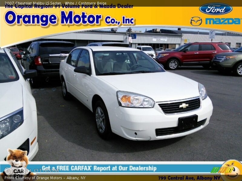 White / Cashmere Beige 2007 Chevrolet Malibu LS Sedan