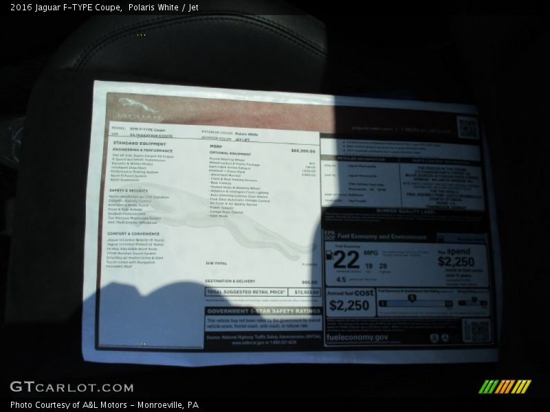  2016 F-TYPE Coupe Window Sticker