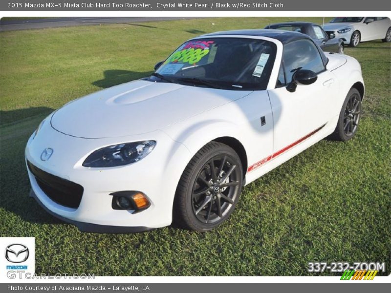 Crystal White Pearl / Black w/Red Stitch Cloth 2015 Mazda MX-5 Miata Club Hard Top Roadster