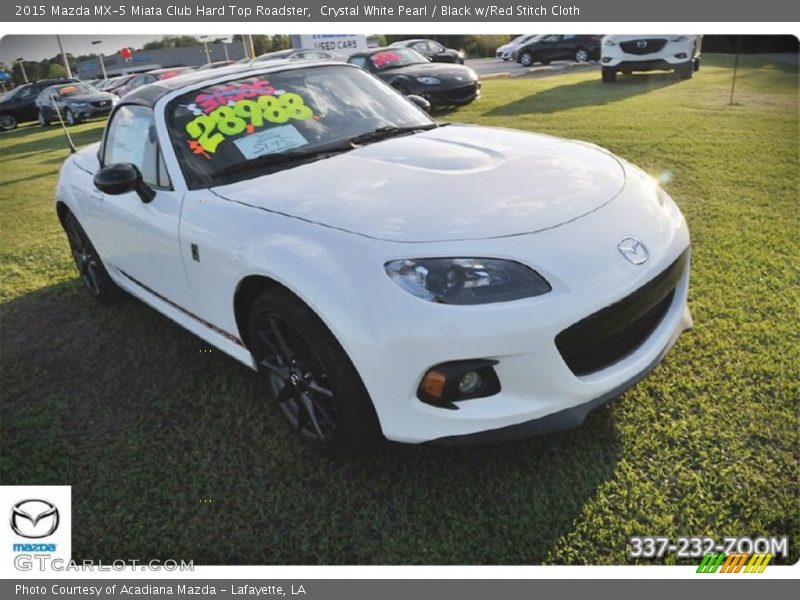 Crystal White Pearl / Black w/Red Stitch Cloth 2015 Mazda MX-5 Miata Club Hard Top Roadster