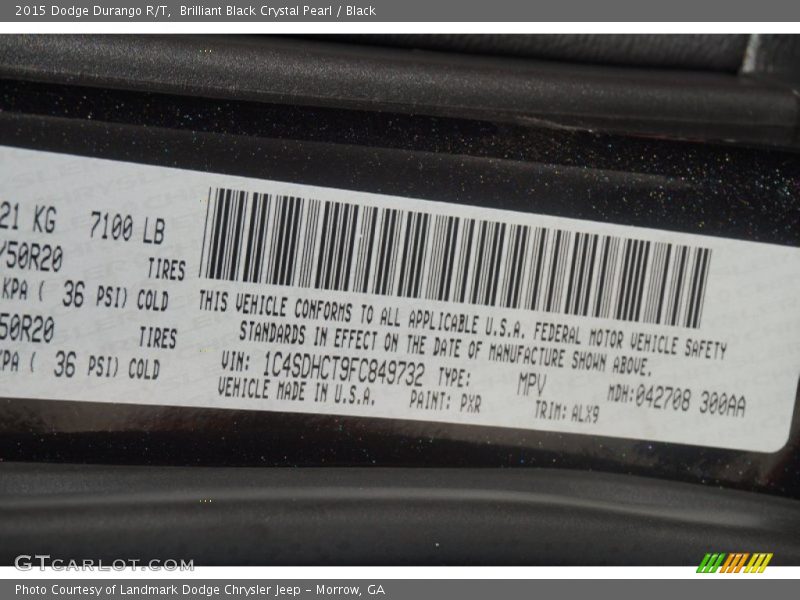 Brilliant Black Crystal Pearl / Black 2015 Dodge Durango R/T