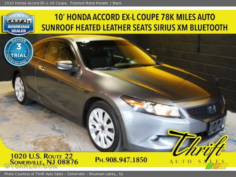Polished Metal Metallic / Black 2010 Honda Accord EX-L V6 Coupe