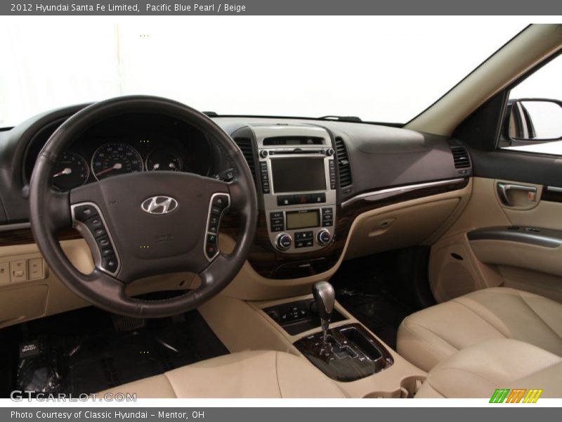 Pacific Blue Pearl / Beige 2012 Hyundai Santa Fe Limited