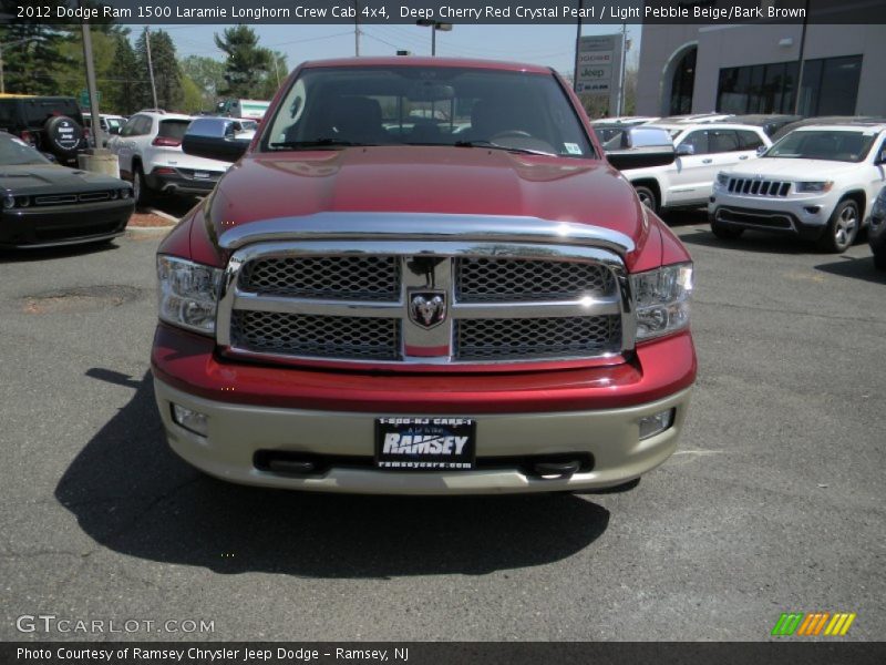 Deep Cherry Red Crystal Pearl / Light Pebble Beige/Bark Brown 2012 Dodge Ram 1500 Laramie Longhorn Crew Cab 4x4