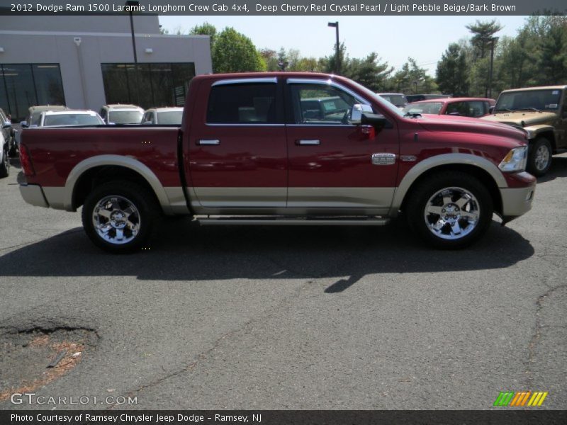 Deep Cherry Red Crystal Pearl / Light Pebble Beige/Bark Brown 2012 Dodge Ram 1500 Laramie Longhorn Crew Cab 4x4