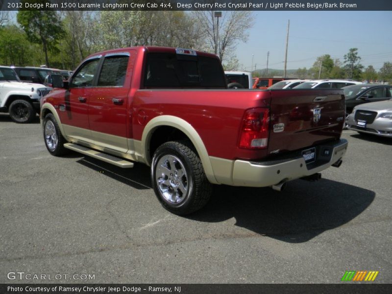 Deep Cherry Red Crystal Pearl / Light Pebble Beige/Bark Brown 2012 Dodge Ram 1500 Laramie Longhorn Crew Cab 4x4