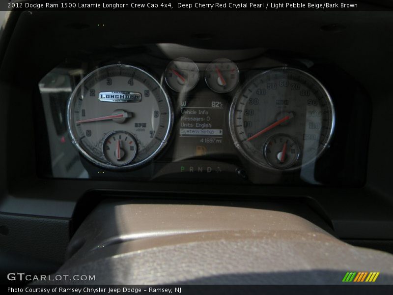 Deep Cherry Red Crystal Pearl / Light Pebble Beige/Bark Brown 2012 Dodge Ram 1500 Laramie Longhorn Crew Cab 4x4