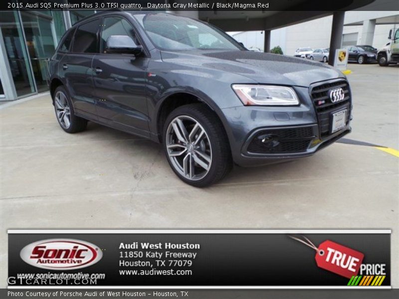 Daytona Gray Metallic / Black/Magma Red 2015 Audi SQ5 Premium Plus 3.0 TFSI quattro