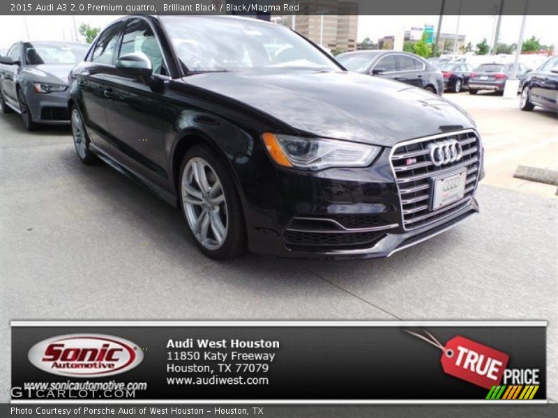 Brilliant Black / Black/Magma Red 2015 Audi A3 2.0 Premium quattro