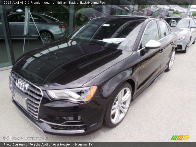 Brilliant Black / Black/Magma Red 2015 Audi A3 2.0 Premium quattro