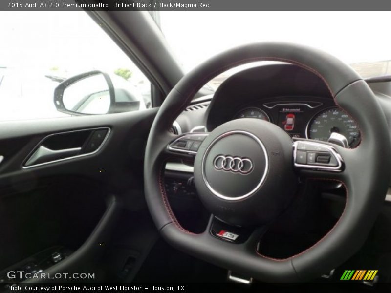 Brilliant Black / Black/Magma Red 2015 Audi A3 2.0 Premium quattro