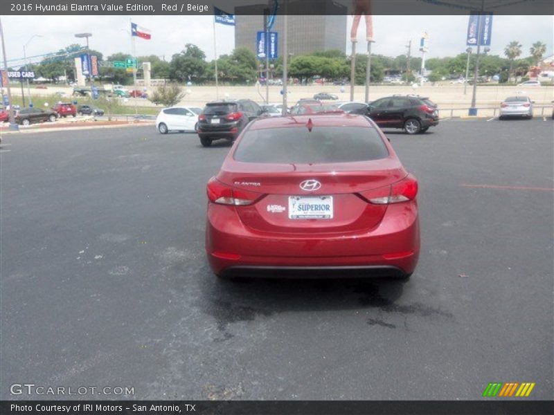 Red / Beige 2016 Hyundai Elantra Value Edition