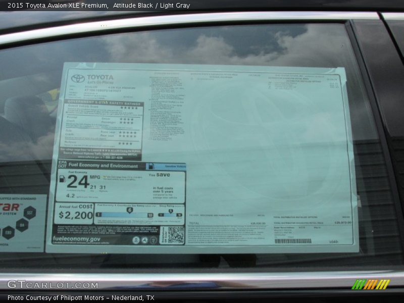 Attitude Black / Light Gray 2015 Toyota Avalon XLE Premium