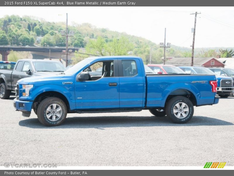 Blue Flame Metallic / Medium Earth Gray 2015 Ford F150 XL SuperCab 4x4