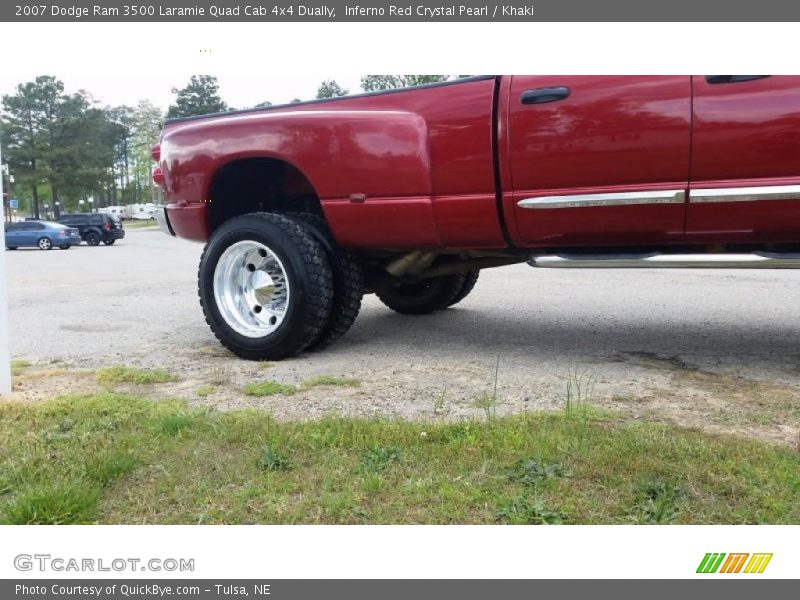 Inferno Red Crystal Pearl / Khaki 2007 Dodge Ram 3500 Laramie Quad Cab 4x4 Dually