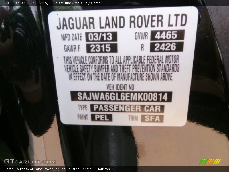 Ultimate Black Metallic / Camel 2014 Jaguar F-TYPE V8 S