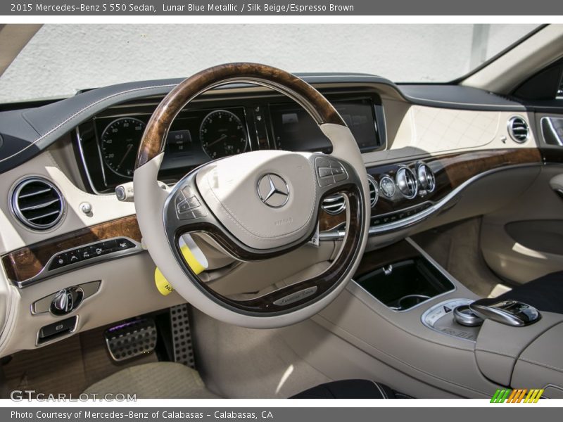 Lunar Blue Metallic / Silk Beige/Espresso Brown 2015 Mercedes-Benz S 550 Sedan