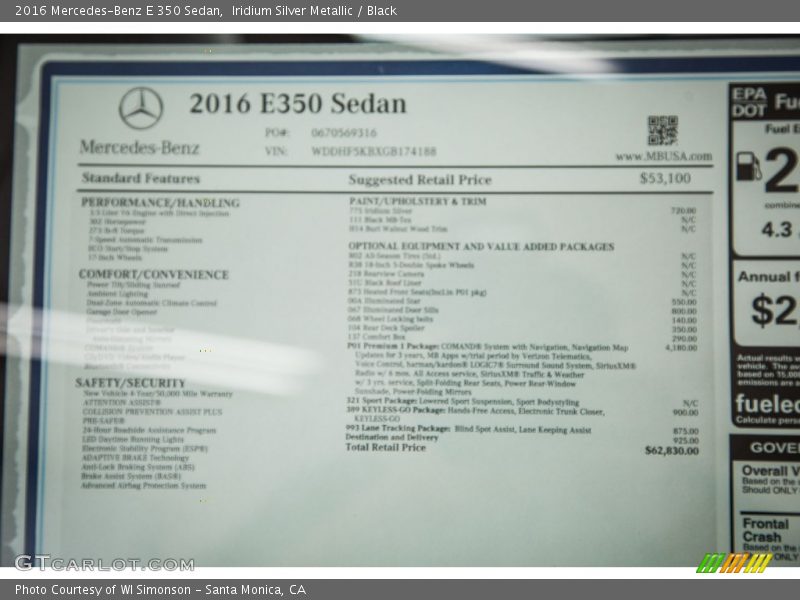 Iridium Silver Metallic / Black 2016 Mercedes-Benz E 350 Sedan