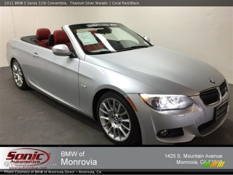 Titanium Silver Metallic / Coral Red/Black 2012 BMW 3 Series 328i Convertible