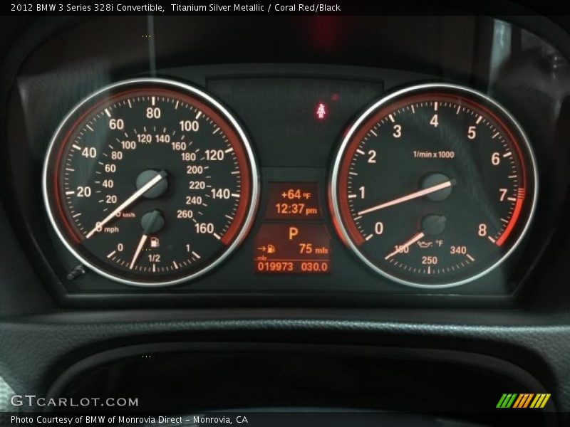Titanium Silver Metallic / Coral Red/Black 2012 BMW 3 Series 328i Convertible