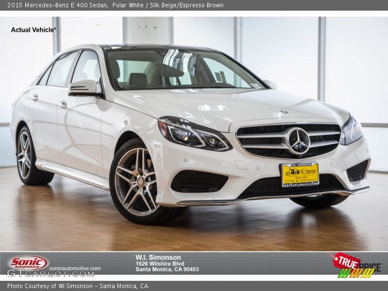 Polar White / Silk Beige/Espresso Brown 2015 Mercedes-Benz E 400 Sedan