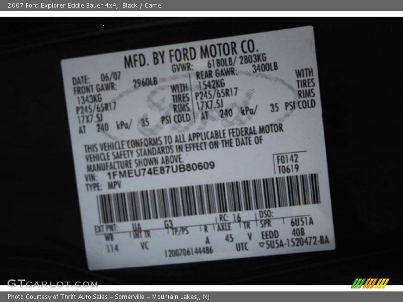 Black / Camel 2007 Ford Explorer Eddie Bauer 4x4